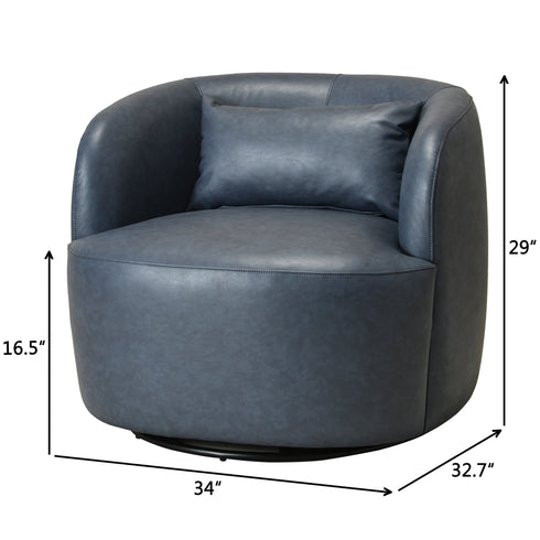 Ashlie Faux Leather Swivel Chair - Navy Blue Swivel Chair | Faux Leather Armchairs | Kinwell Furniture | Modern Swivel Accent Chairs